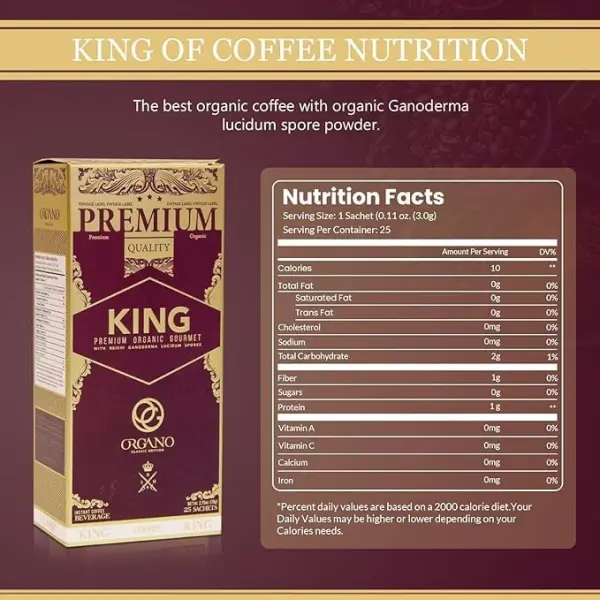 ORGANO Royal Family, Combo Pack 1 box ROYAL Black Coffee and 1 box King of Coffee 100% Certified Organic Gourmet Coffee