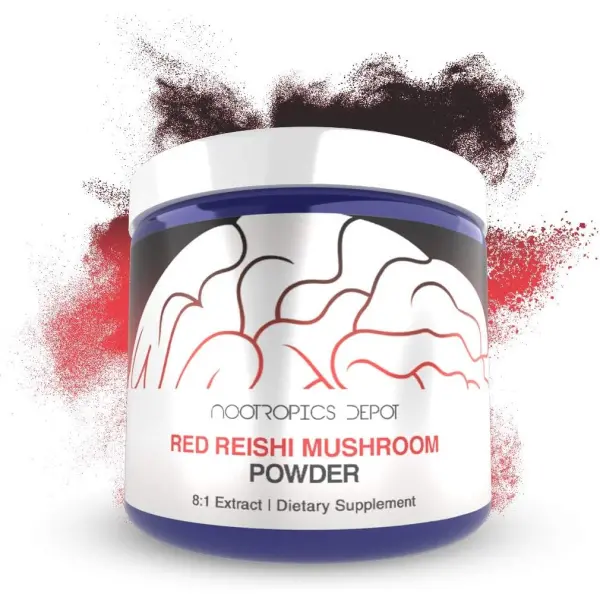 Nootropics Depot Red Reishi Mushroom Powder | 8:1 Extract | 60 Grams | Ganoderma lucidum | Organic Whole Fruiting Body Mushroom