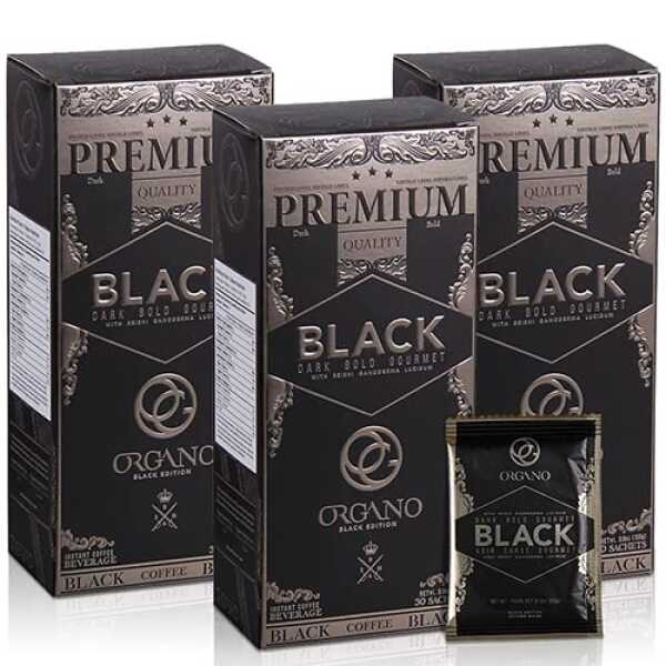 3 Box Organo Gold Black Coffee ,100% Ganoderma,Express Ship Black coffee, 30 Count (Pack of 3)