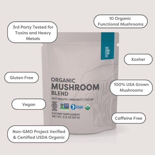 Organic Mushroom Blend | Organic Mushroom Supplement Powder | 10 Mushroom Mix | Powerful Gut, Energy & Immune Mushroom Complex |