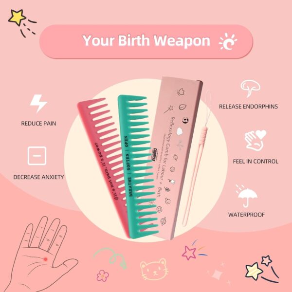 2pcs Labour/Birthing Comb for Labor Contraction and Delivery, Natural Pain Relief, Doula Tool for Pain Management and Anxiety