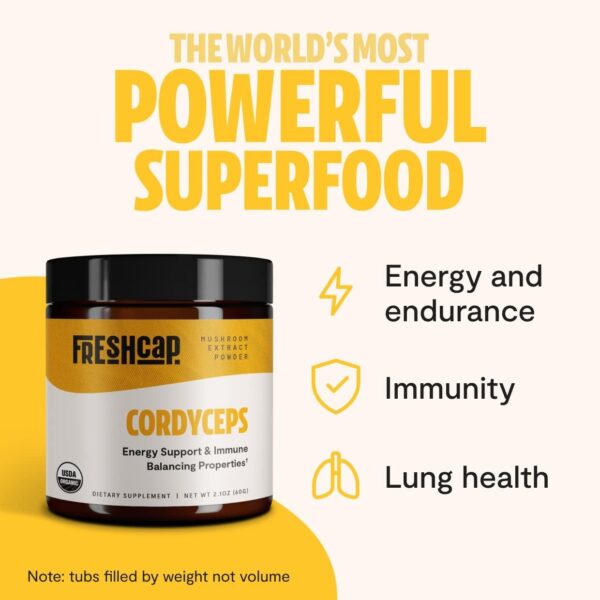 FreshCap Ultimate Mushroom Complex Powder – Lions Mane, Reishi, Cordyceps, Chaga, Turkey Tail, Maitake Supplements – for