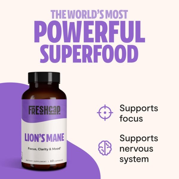 FreshCap Ultimate Mushroom Complex Powder – Lions Mane, Reishi, Cordyceps, Chaga, Turkey Tail, Maitake Supplements – for