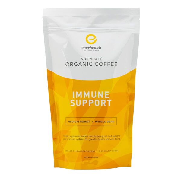 Enerhealth Botanicals NutriCafé Pure Reishi – Fairly Traded, Low Acid, Medium Roast Whole Arabica Bean Coffee, Infused with