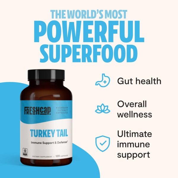 FreshCap Organic Turkey Tail Mushroom Extract Powder – USDA Organic -60 g- Supplement – Immune Protection – Add to