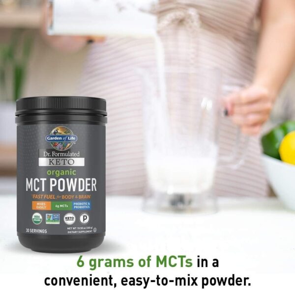 Garden of Life Dr. Formulated Keto Organic MCT Powder – 30 Servings, 6g MCTs from Coconuts Plus Prebiotic Fiber & Probiotics, Certified Organic, Non-GMO, Vegan, Gluten Free, Ketogenic & Paleo