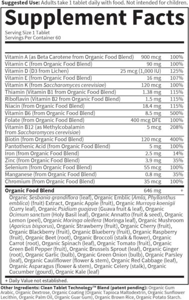 Garden of Life Organics Multivitamin for Women – Women’s Once Daily Multi – 60 Tablets, Whole Food Multi with Iron, Biotin, Vegan Organic Vitamin for Women’s Health, Energy Hair Skin and Nails