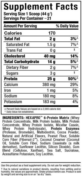 ALLMAX HEXAPRO, Chocolate – 2 lb – 25 Grams of Protein Per Serving – 8-Hour Sustained Release – Zero Sugar – 21 Servings