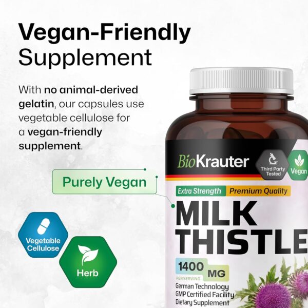 MAUWE Herbs Milk Thistle Organic Capsules – Liver Cleanse, Detox & Repair Supplement – 250 Vegan Silymarin Pills Liver – Milk Thistle Powder 1400 mg – Non GMO