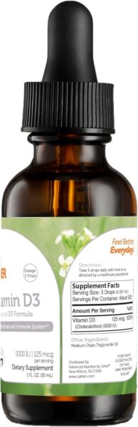 Zahler Vitamin D3 Liquid, Vitamin D Drops, Certified Kosher (5,000IU)