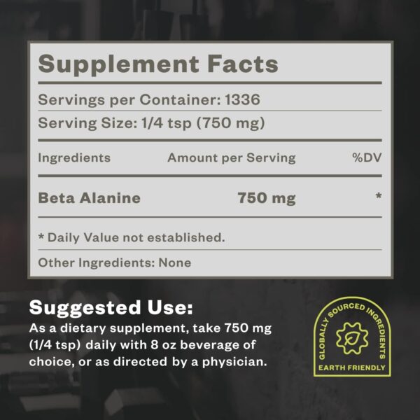 Beta Alanine Powder 1kg, Pure Beta Alanine Pre-Workout Supplement for Sustained Energy, Beta Alanine Pre Workout Powder for Men and Women, Alanine Supplement for Endurance, 1,334 Servings