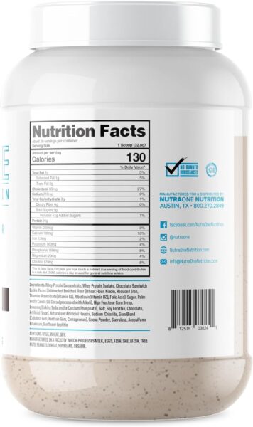 NutraOne ProteinOne Whey Protein Promote Recovery and Build Muscle with a Protein Shake Powder for Men & Women (Chocolate PB Cup, 5 LB)