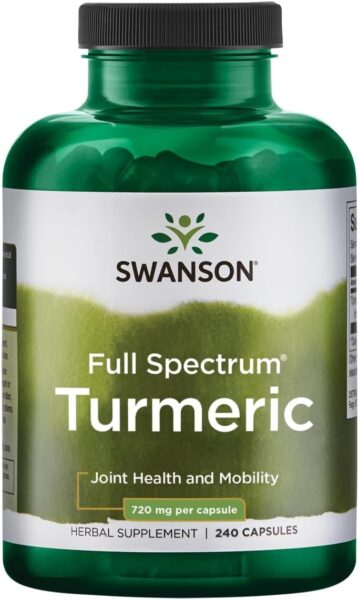 Swanson Full Spectrum Turmeric (Curcumin) – Joint Health, Digestion, and Liver Support Supplement – Curcuma Longa – 2 Pack of 240 Capsules (4 Pack)