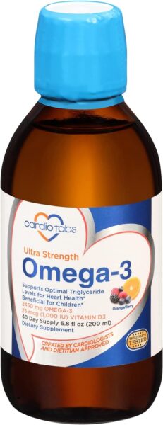 Ultra Strength Liquid Omega-3 + Vitamin D3, Fish Oil Supplements 4,500mg Omega-3 Marine Oil from Fish Oil and Calamarine, 2,130mg DHA and EPA, 1,000 IU of Vitamin D3-6.8 fl oz