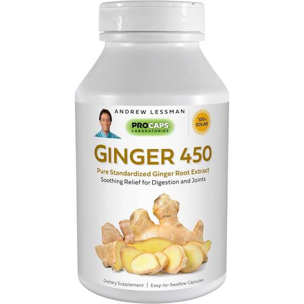 ANDREW LESSMAN Ginger 450-60 Capsules – Soothing Relief for Joints and Digestion. Pure, Natural, Powerful, Protective Properties. Anti-Aging and Anti-oxidant Properties. No Additives