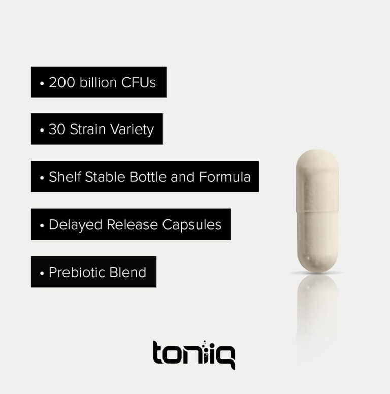 Toniiq 200 Billion CFU Probiotic Supplement 30 Verified Third-Party Tested Strains - Fully Shelf-Stable Probiotics Formula with Prebiotic Blend - Extended Release Capsules - Image 4