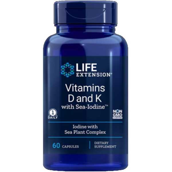 Life Extension Vitamins D and K with Sea-Iodine 60 Capsules (2 pack)