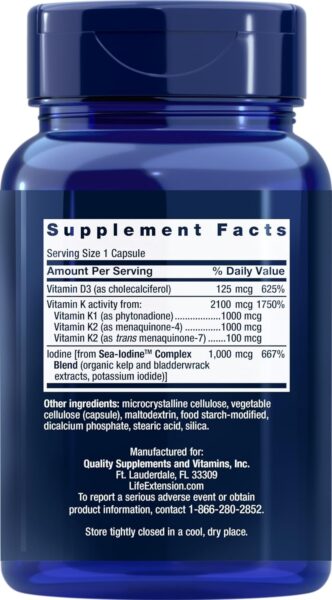 Life Extension Vitamins D and K with Sea-Iodine 60 Capsules (2 pack)