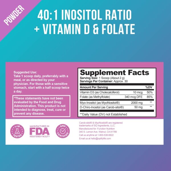 Premium Inositol Supplement Bundle – Myo-Inositol and D-Chiro Inositol Plus Folate and Vitamin D – Capsule & Powder – Hormone Balance & Healthy Ovarian Support for Women – Vitamin B8-60 Day Supply