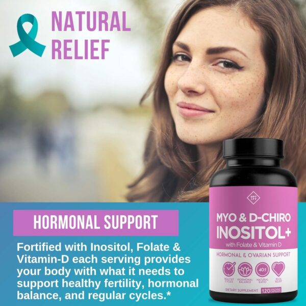 Premium Inositol Supplement Bundle – Myo-Inositol and D-Chiro Inositol Plus Folate and Vitamin D – Capsule & Powder – Hormone Balance & Healthy Ovarian Support for Women – Vitamin B8-60 Day Supply
