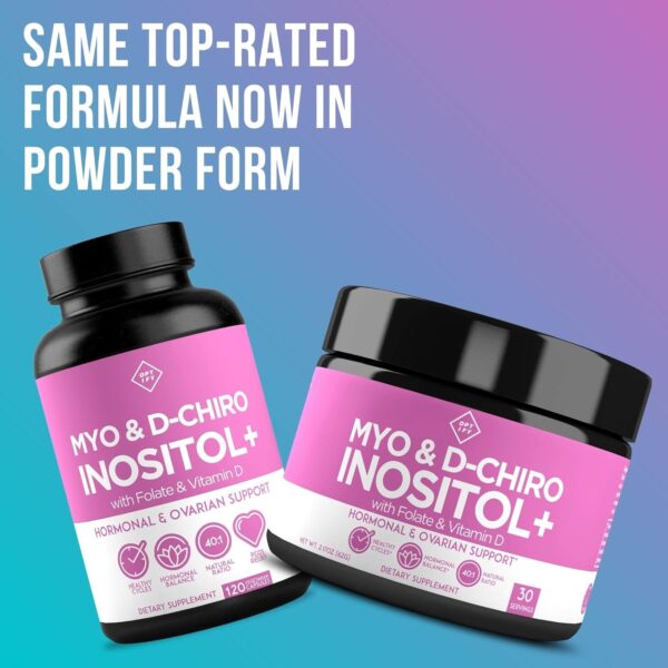 Premium Inositol Supplement Bundle – Myo-Inositol and D-Chiro Inositol Plus Folate and Vitamin D – Capsule & Powder – Hormone Balance & Healthy Ovarian Support for Women – Vitamin B8-60 Day Supply