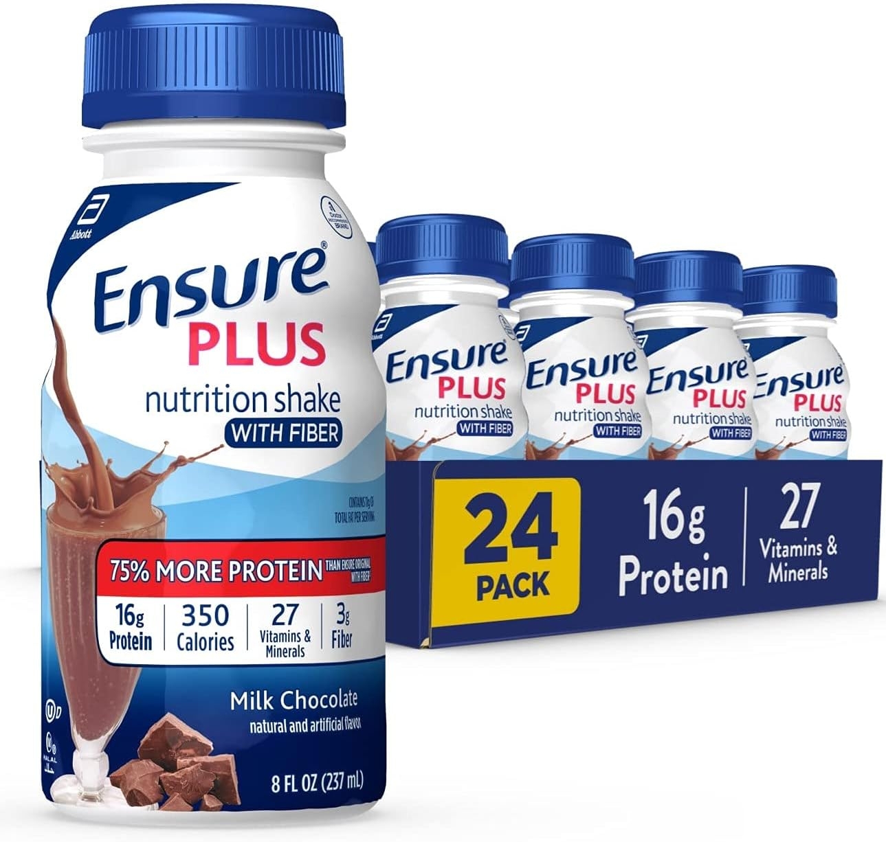 Ensure Plus Nutrition Shake With Fiber & Ensure Max Protein Nutrition Shake with 30g of Protein, 1g of Sugar, High Protein Shake, Milk Chocolate, 11 Fl Oz (Pack of 12), Liquid, Halal 2 Ensure Plus Nutrition Shake With Fiber & Ensure Max Protein Nutrition Shake with 30g of Protein, 1g of Sugar, High Protein Shake, Milk Chocolate, 11 Fl Oz (Pack of 12), Liquid, Halal