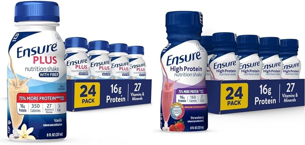 Ensure Plus Nutrition Shake With Fiber & Ensure Max Protein Nutrition Shake with 30g of Protein, 1g of Sugar, High Protein Shake, Milk Chocolate, 11 Fl Oz (Pack of 12), Liquid, Halal 11 Ensure Plus Nutrition Shake With Fiber & Ensure Max Protein Nutrition Shake with 30g of Protein, 1g of Sugar, High Protein Shake, Milk Chocolate, 11 Fl Oz (Pack of 12), Liquid, Halal