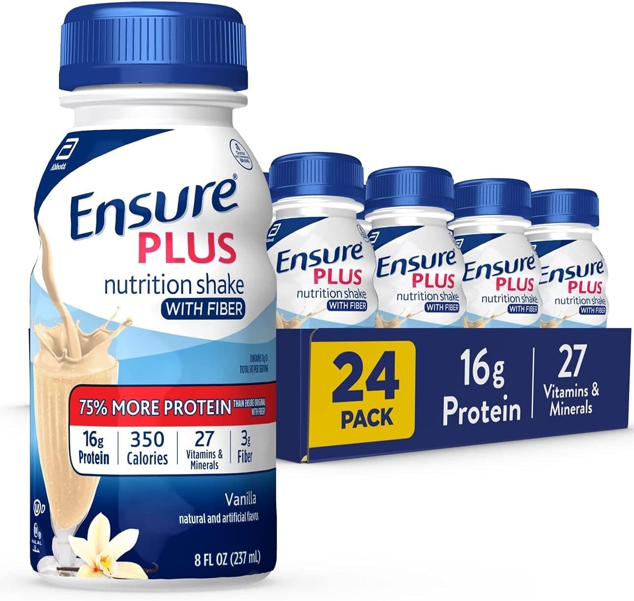 Ensure Plus Nutrition Shake With Fiber & Ensure Max Protein Nutrition Shake with 30g of Protein, 1g of Sugar, High Protein Shake, Milk Chocolate, 11 Fl Oz (Pack of 12), Liquid, Halal 12 Ensure Plus Nutrition Shake With Fiber & Ensure Max Protein Nutrition Shake with 30g of Protein, 1g of Sugar, High Protein Shake, Milk Chocolate, 11 Fl Oz (Pack of 12), Liquid, Halal