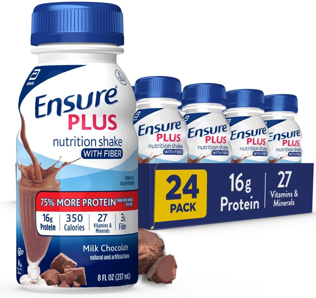Ensure Plus Nutrition Shake With Fiber & Ensure Max Protein Nutrition Shake with 30g of Protein, 1g of Sugar, High Protein Shake, Milk Chocolate, 11 Fl Oz (Pack of 12), Liquid, Halal 14 Ensure Plus Nutrition Shake With Fiber & Ensure Max Protein Nutrition Shake with 30g of Protein, 1g of Sugar, High Protein Shake, Milk Chocolate, 11 Fl Oz (Pack of 12), Liquid, Halal