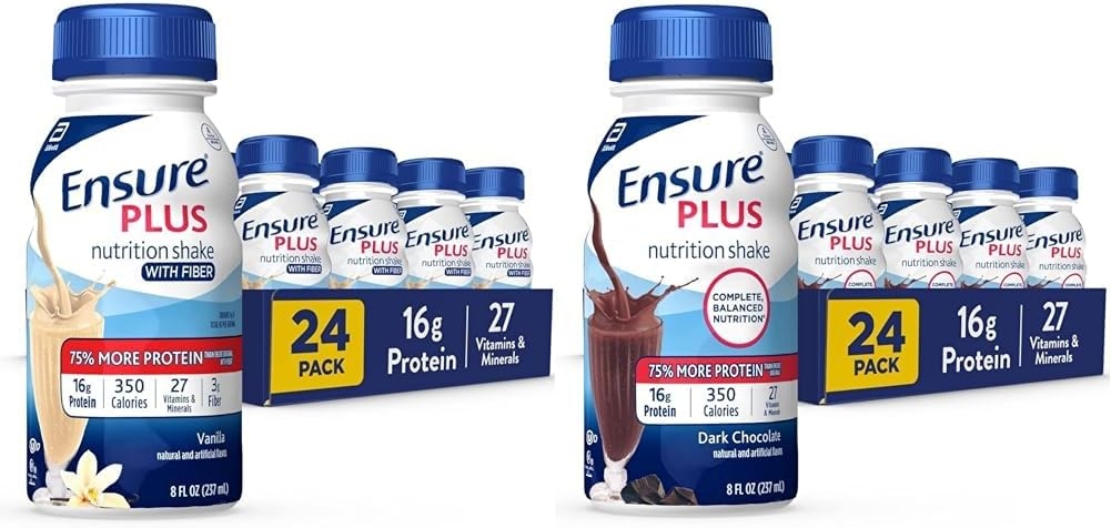 Ensure Plus Nutrition Shake With Fiber & Ensure Max Protein Nutrition Shake with 30g of Protein, 1g of Sugar, High Protein Shake, Milk Chocolate, 11 Fl Oz (Pack of 12), Liquid, Halal 23 Ensure Plus Nutrition Shake With Fiber & Ensure Max Protein Nutrition Shake with 30g of Protein, 1g of Sugar, High Protein Shake, Milk Chocolate, 11 Fl Oz (Pack of 12), Liquid, Halal
