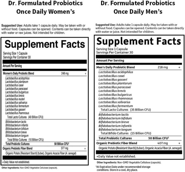 Garden of Life Probiotic Bundle: Dr. Formulated Once Daily Women’s & Men’s Probiotics, 50 Billion CFU Shelf Stable, Non-GMO Probiotic for Men & Women with Prebiotic Fiber, 30 Capsules Each