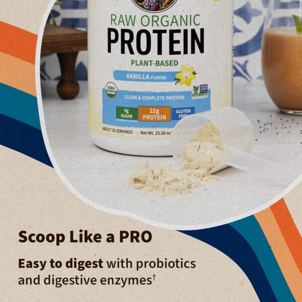 Organic Vegan Vanilla Protein Powder – Garden of Life – 22g Complete Plant Based Raw Protein & BCAAs Plus Probiotics & Digestive Enzymes for Easy Digestion – Non-GMO, Gluten-Free, Lactose Free 1.5 LB