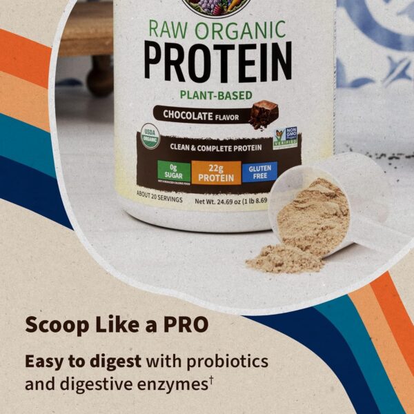 Organic Vegan Vanilla Protein Powder – Garden of Life – 22g Complete Plant Based Raw Protein & BCAAs Plus Probiotics & Digestive Enzymes for Easy Digestion – Non-GMO, Gluten-Free, Lactose Free 1.5 LB
