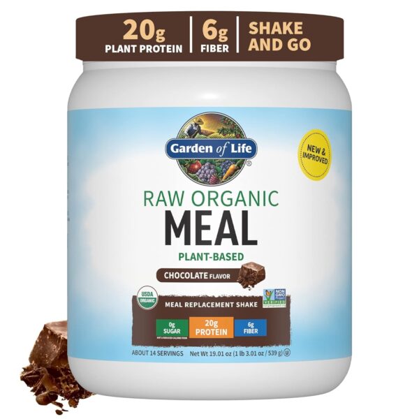 Garden of Life Vegan Protein Powder – Raw Organic Meal Replacement Shakes – Lightly Sweet – Pea Protein, Greens and Probiotics for Women and Men, Plant Based Dairy Free All in One Shake, 28 Servings