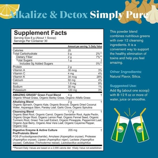 Amazing Grass Greens Superfood Antioxidant: Greens Powder with Organic Spirulina, Beet Root Powder, Elderberry & Probiotics, Sweet Berry, 30 Servings (Packaging May Vary)