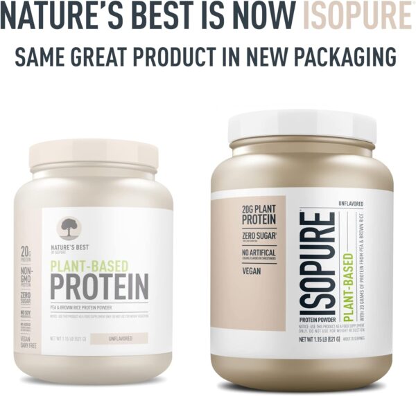 Isopure Chocolate Vegan Protein Powder, with Monk Fruit Sweetener & Amino Acids, Post Workout Recovery, Sugar Free, Plant Based, Organic Pea Protein, Dairy Free, 20 Servings (Packaging May Vary)