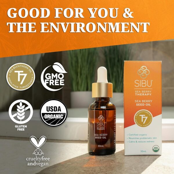 Sibu Premium Himalayan Sea Buckthorn Seed Oil, USDA Organic (30ml) – Amazing for Sensitive Skin, Breakouts, & Irritation