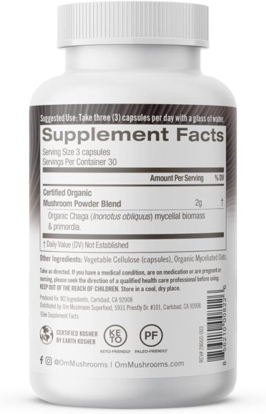 OM Mushroom Superfood Chaga Organic Mushroom Powder, 7.05 Ounce Pouch, 100 Servings, US Grown, Sacred Antioxidants & Immune Support, Superfood Mushroom Supplement
