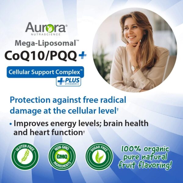 Aurora Nutrascience, Mega-Liposomal CoQ10/PQQ+ Vitamin C, Gluten Free, Non-GMO, Sugar Free, Organic Fruit Flavor, 16 fl oz (480 mL)