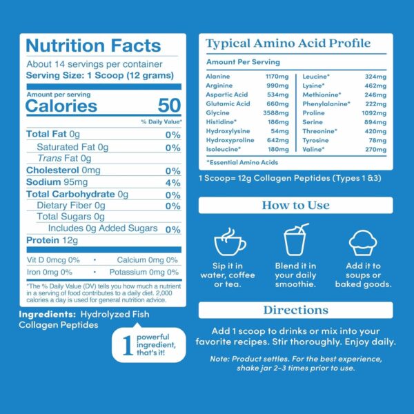 Further Food Unflavored Marine Collagen Peptides Powder, Wild Caught, Sustainable, Type 1, 2 & 3 Collagen, Gut + Joint Support, Hair, Skin, Nails, Sugar-Free 5.93 oz