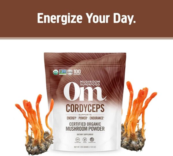 Om Organic Mushroom Superfood Powder, Cordyceps, 100 Servings, Energy and Endurance Support Supplement, 7.05 Ounce (Pack of 1)