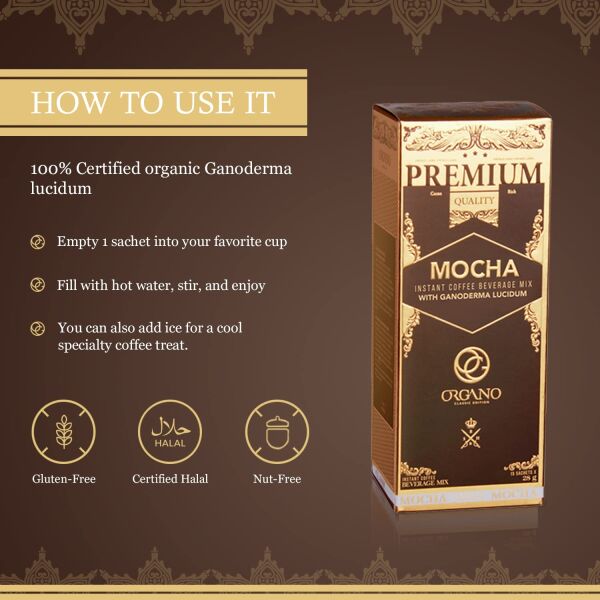 2 Box Organo Gold Cafe Mocha 100% Certified Organic Organic Gourmet Coffee