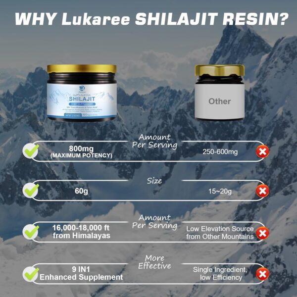 800Mg Himalayan Shilajit Resin, 9-in-1 Shilajit Supplement, Shilajit Pure Himalayan Organic, Ashwagandha, Rhodiola Rosea, Gingko