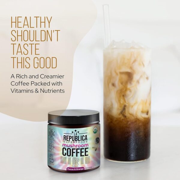 LRLA SUPERFOODS Organic Mushroom Coffee (HIRIE Special Edition) 35 Servings with 7 Superfood Shrooms, 100% Fair Trade Rich