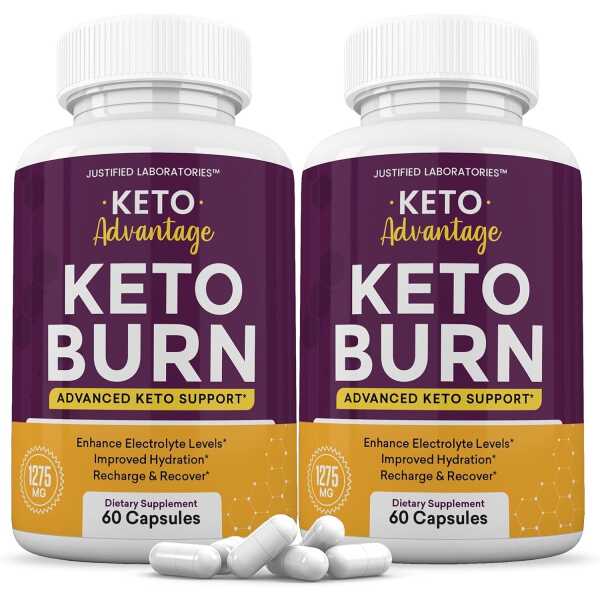 (2 Pack) Keto Advantage Keto Burn Pills 1275MG New & Improved Formula Contains Apple Cider Vinegar Extra Virgin Olive Oil Powder