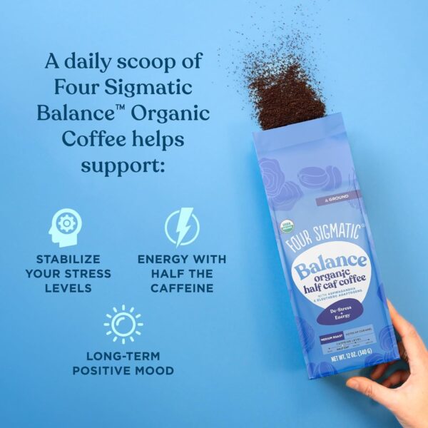 Four Sigmatic Calm Organic Decaf Ground Coffee | Swiss Water Decaf Coffee Ground | Decaffeinated Coffee with Chaga & Reishi