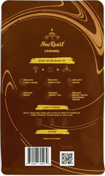 Organic Ground Mushroom Coffee Classic Roast | Low Acid, Smooth Taste | Premium Coffee with 5 Mushrooms – Boosts Energy, Focus,