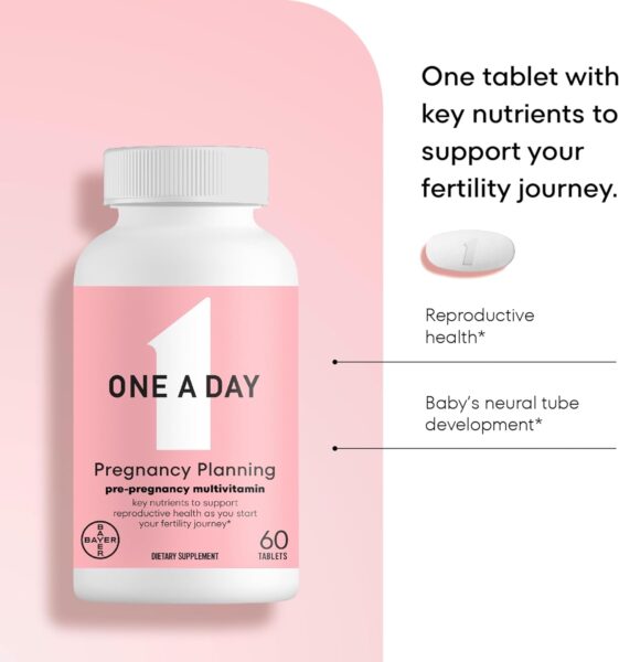 One A Day Pregnancy Planning Prenatal Multivitamin for Women, Pre Pregnancy Vitamins for Women with Methylfolate, Folic Acid,