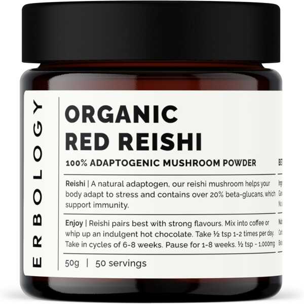100% Organic Reishi Mushroom Powder 50 Servings – 21% Beta-glucans – Immunity Support – Ganoderma Lucidum – Small Batch –