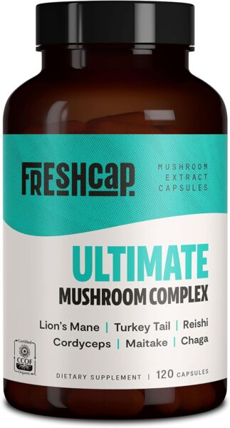 FreshCap Chaga Organic Mushrooms Extract Powder – Antioxidant, Digestive Health, Immune Support Supplement – Vegan, Pure